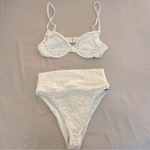 Beach Riot Camilla Top & Highway Bottom Bikini Set | White Lace